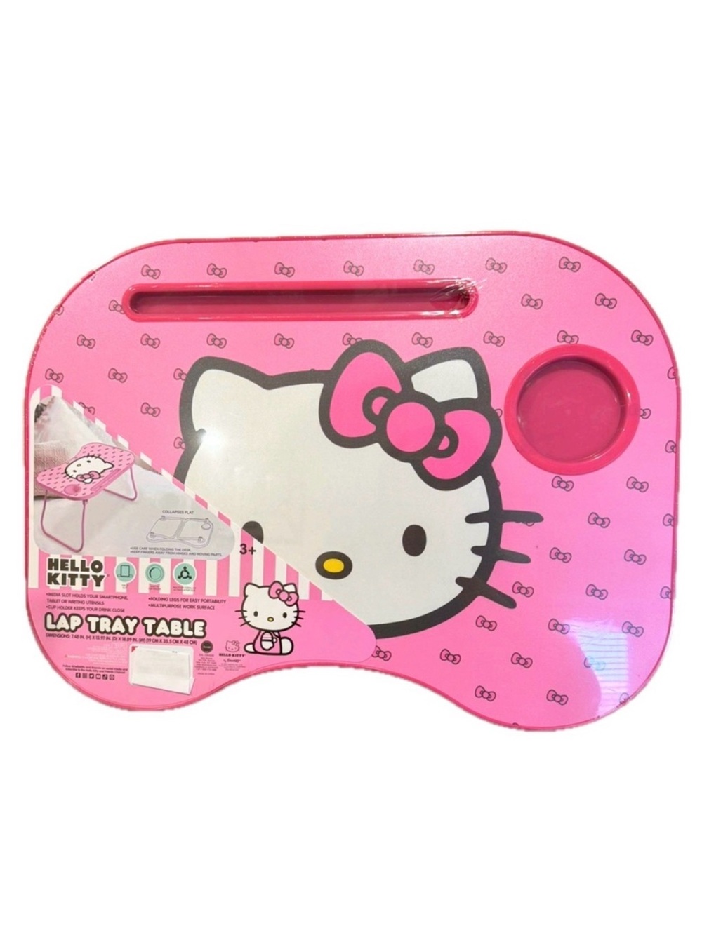 Hello Kitty Pink Portable Lap Tray with Cup Holder